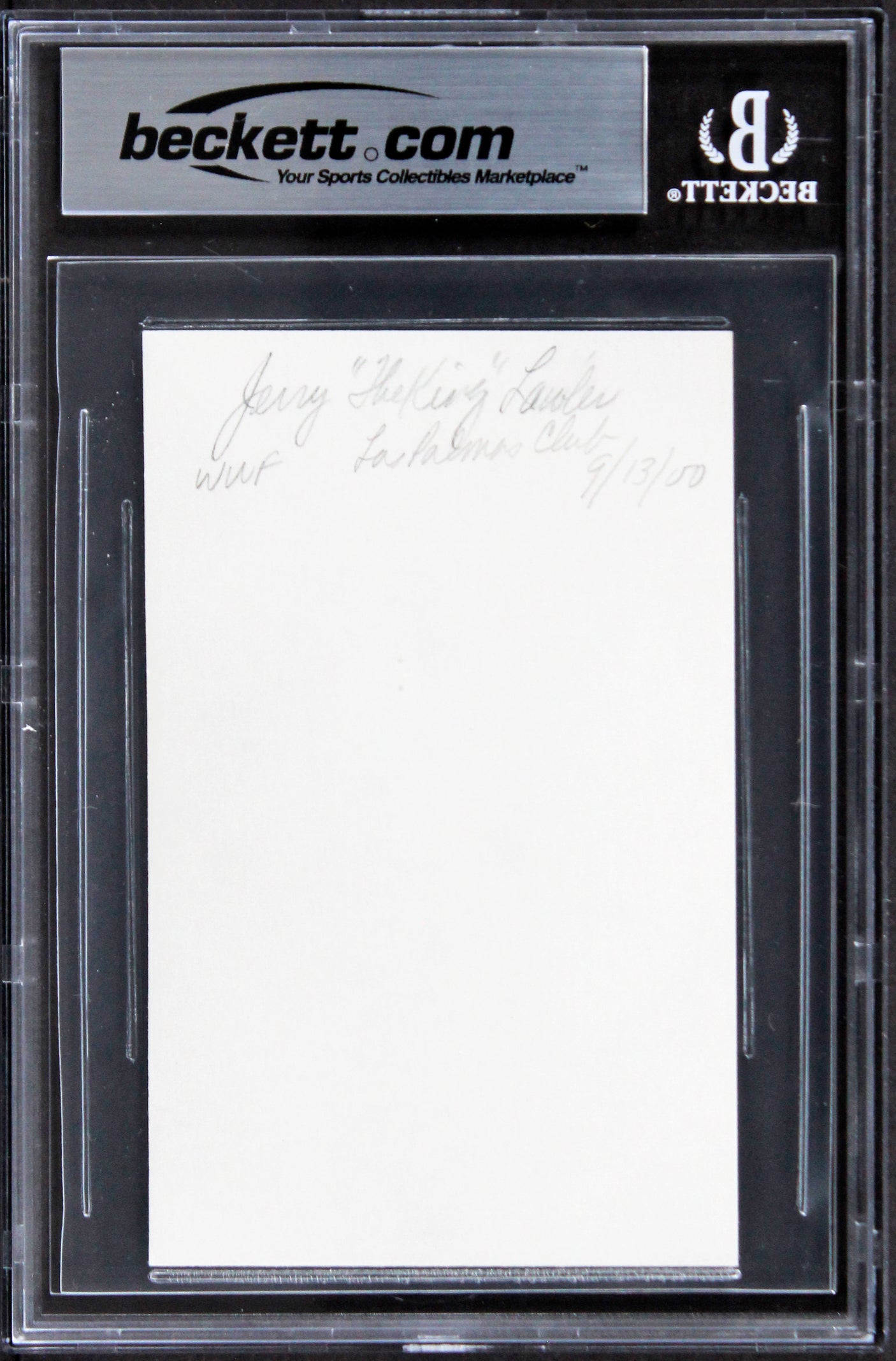 Jerry Lawler WWE "King" Authentic Signed 3x5 Index Card BAS Slabbed