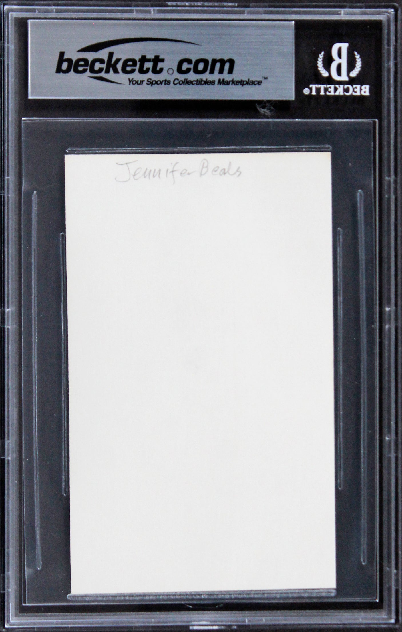 Jennifer Beals Flashdance Authentic Signed 3x5 Index Card BAS Slabbed