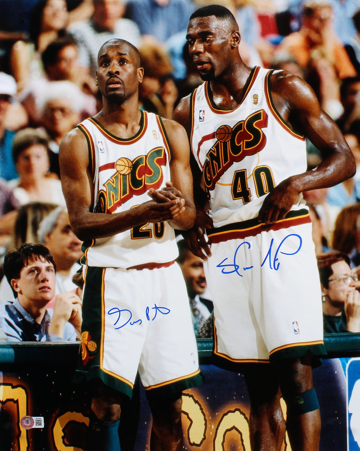 Sonics Gary Payton & Shawn Kemp Signed 16x20 Vertical Photo BAS Witnessed
