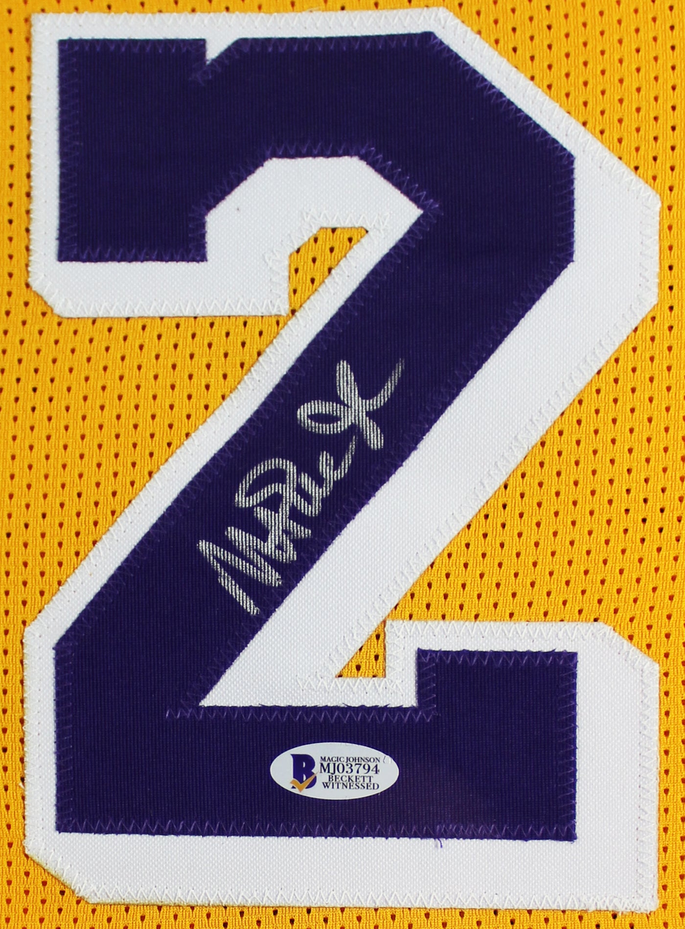 Magic Johnson Authentic Signed & Framed Yellow Pro Style Jersey BAS Witnessed