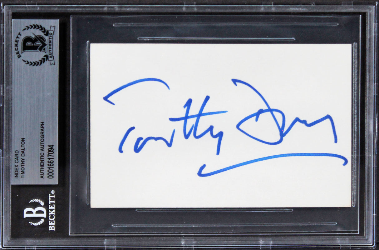 Timothy Dalton James Bond 007 Authentic Signed 3x5 Index Card BAS Slabbed 3