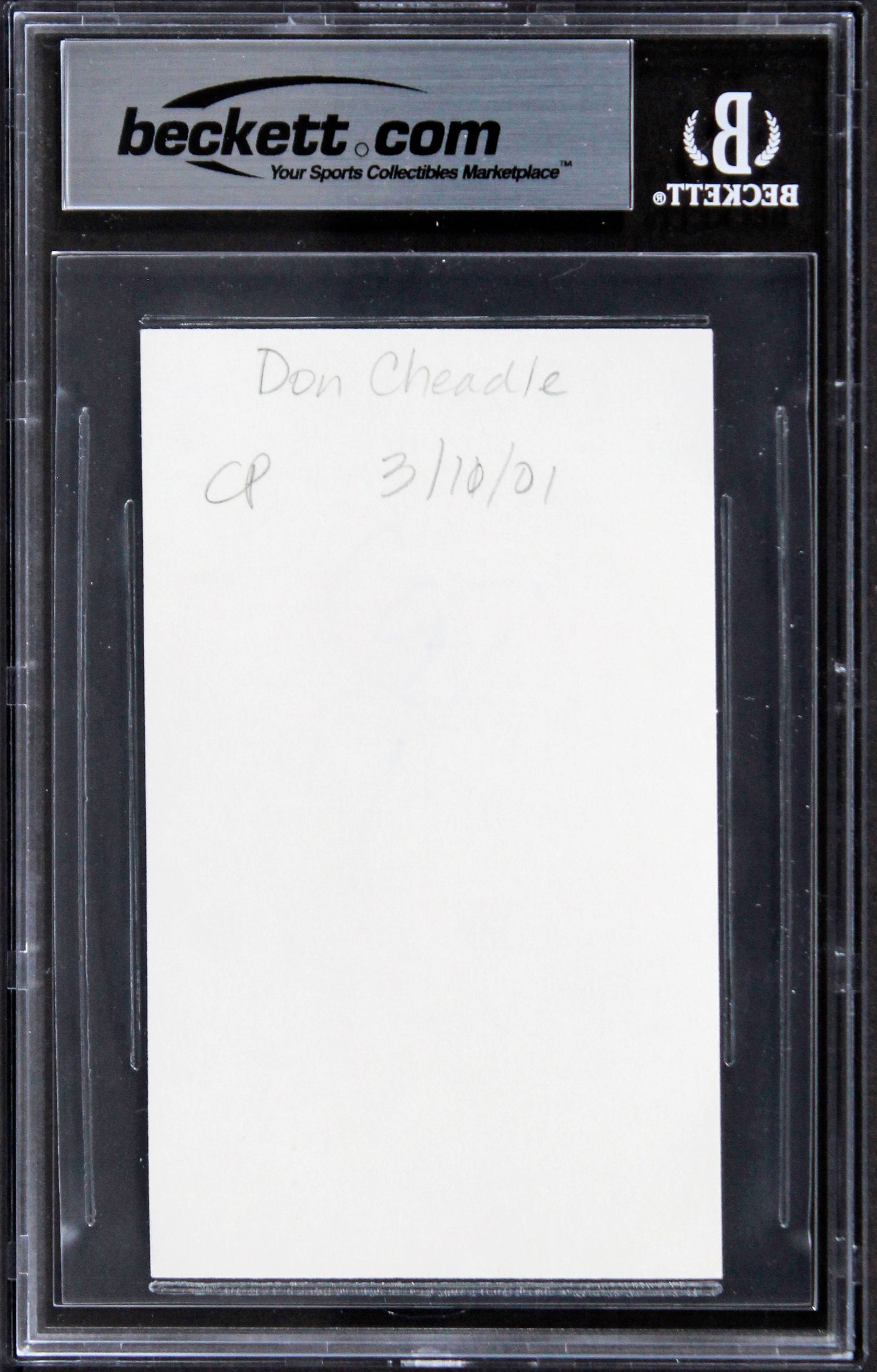 Don Cheadle Crash Authentic Signed 3x5 Index Card Autographed BAS Slabbed