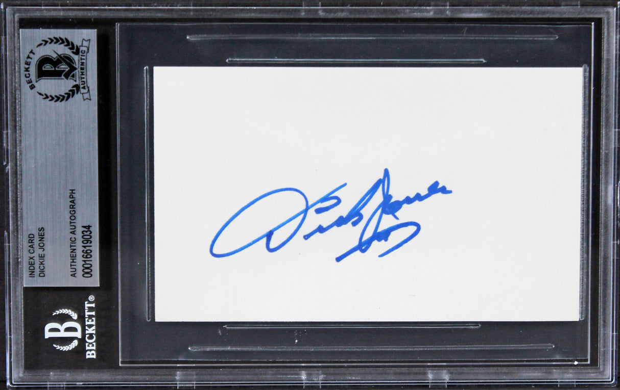 Dickie Jones Musician Authentic Signed 3x5 Index Card Autographed BAS Slabbed