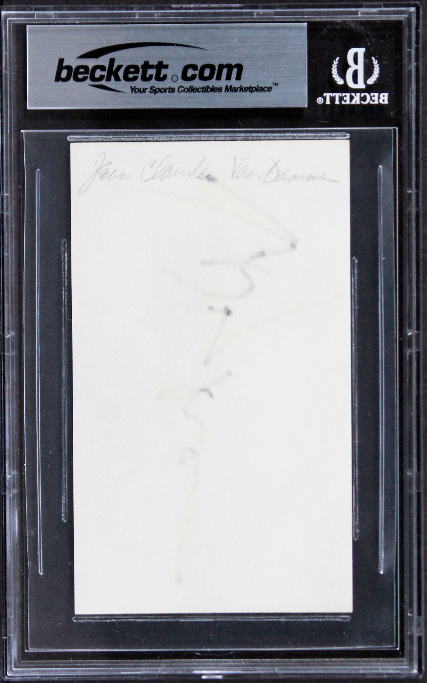 Jean-Claude Van Damme Double Impact Signed 3x5 Index Card BAS Slabbed 1