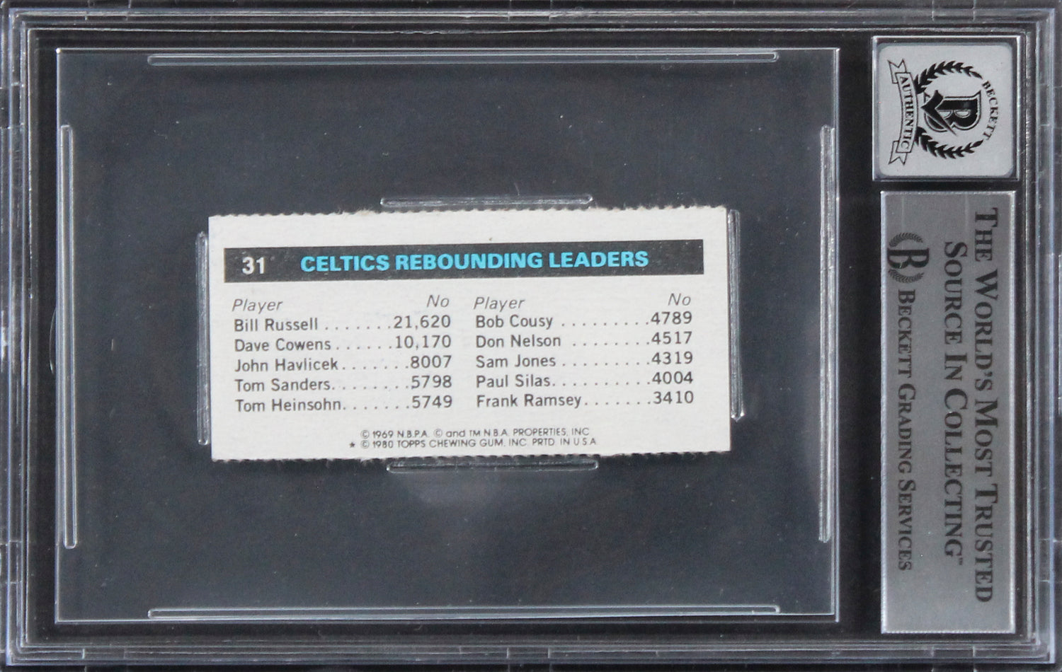 Larry Bird Authentic Signed 1980 Topps Singles #31 Card Auto Gem 10! BAS Slabbed