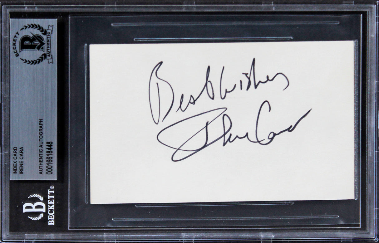 Irene Cara Fame "Best Wishes" Signed 3x5 Index Card Autographed BAS Slabbed 2
