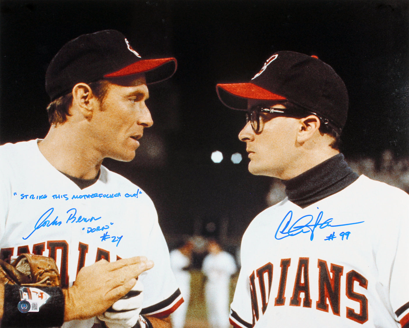 Charlie Sheen & Corbin Bernsen Major League "STMFO" Signed 16x20 Photo BAS Wit 1