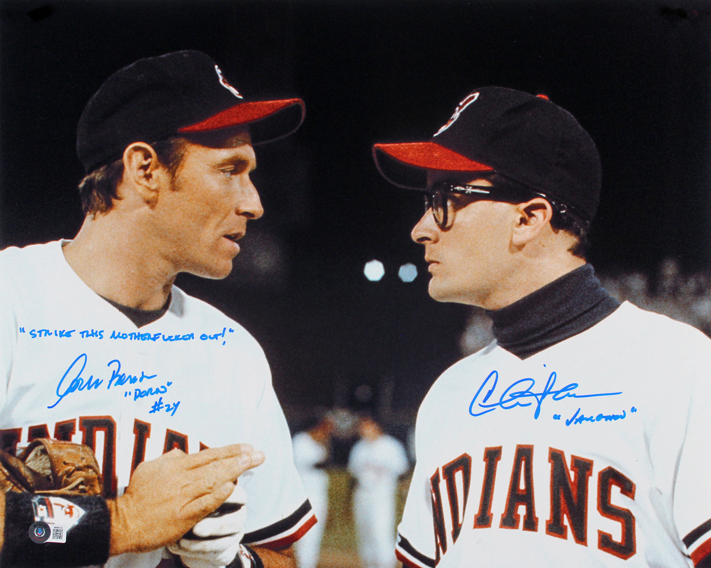 Charlie Sheen & Corbin Bernsen Major League "STMFO" Signed 16x20 Photo BAS Wit 4