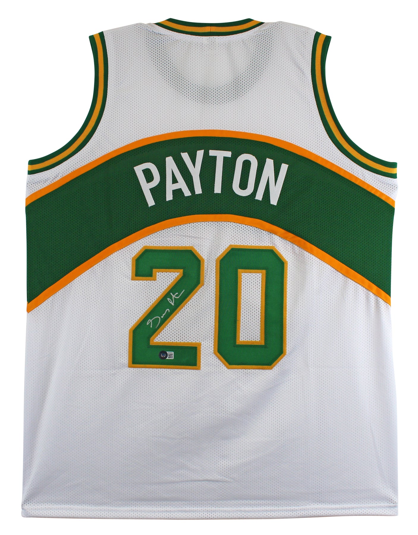 Gary Payton Authentic Signed White Pro Style Jersey Autographed BAS Witnessed
