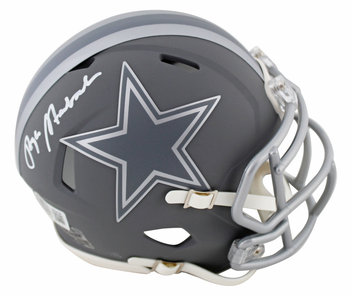 Cowboys Roger Staubach Signed Slate Speed Mini Helmet W/ Case BAS Witnessed
