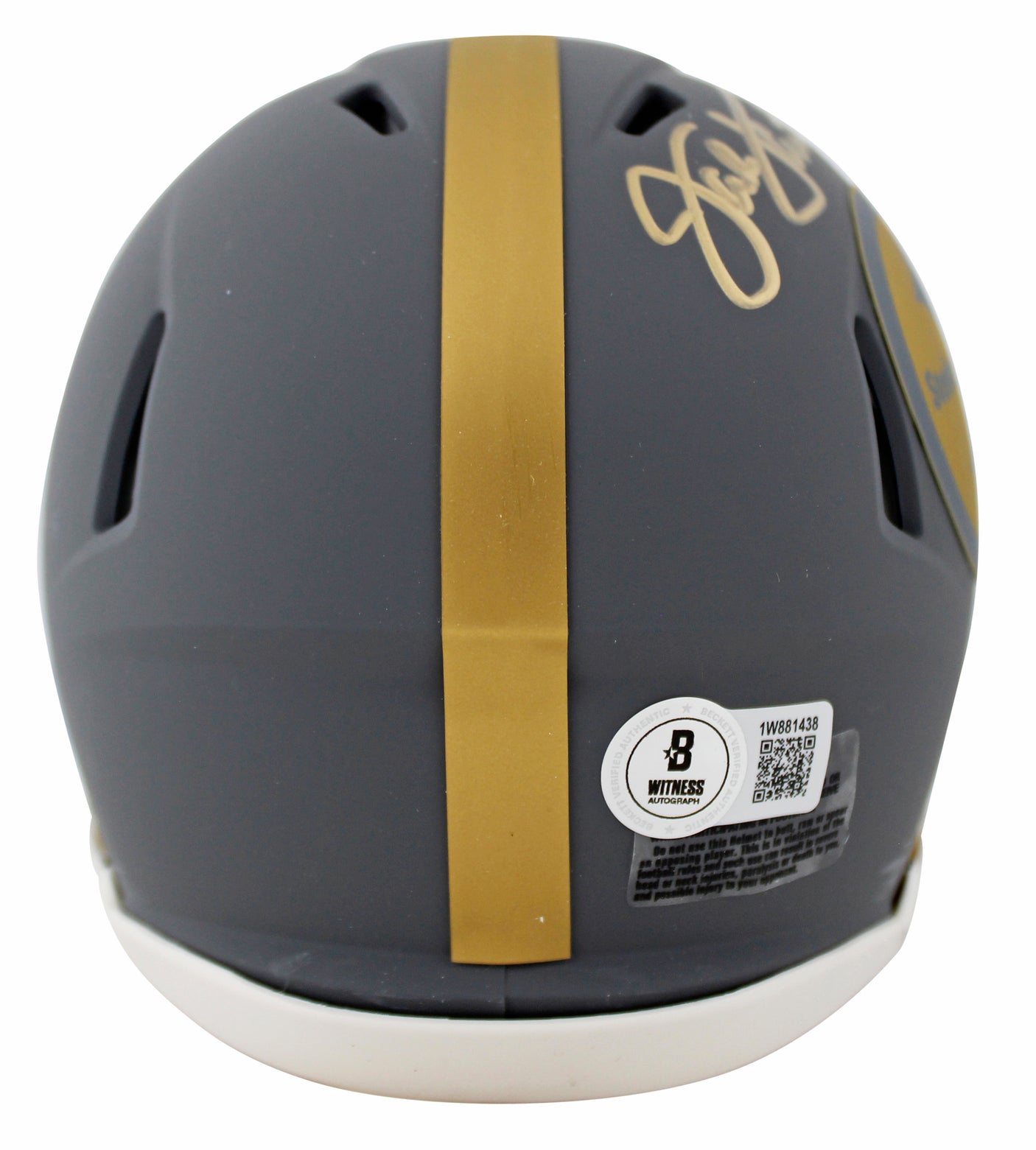 Steelers Jack Lambert "HOF 90" Signed Slate Speed Mini Helmet BAS Witnessed