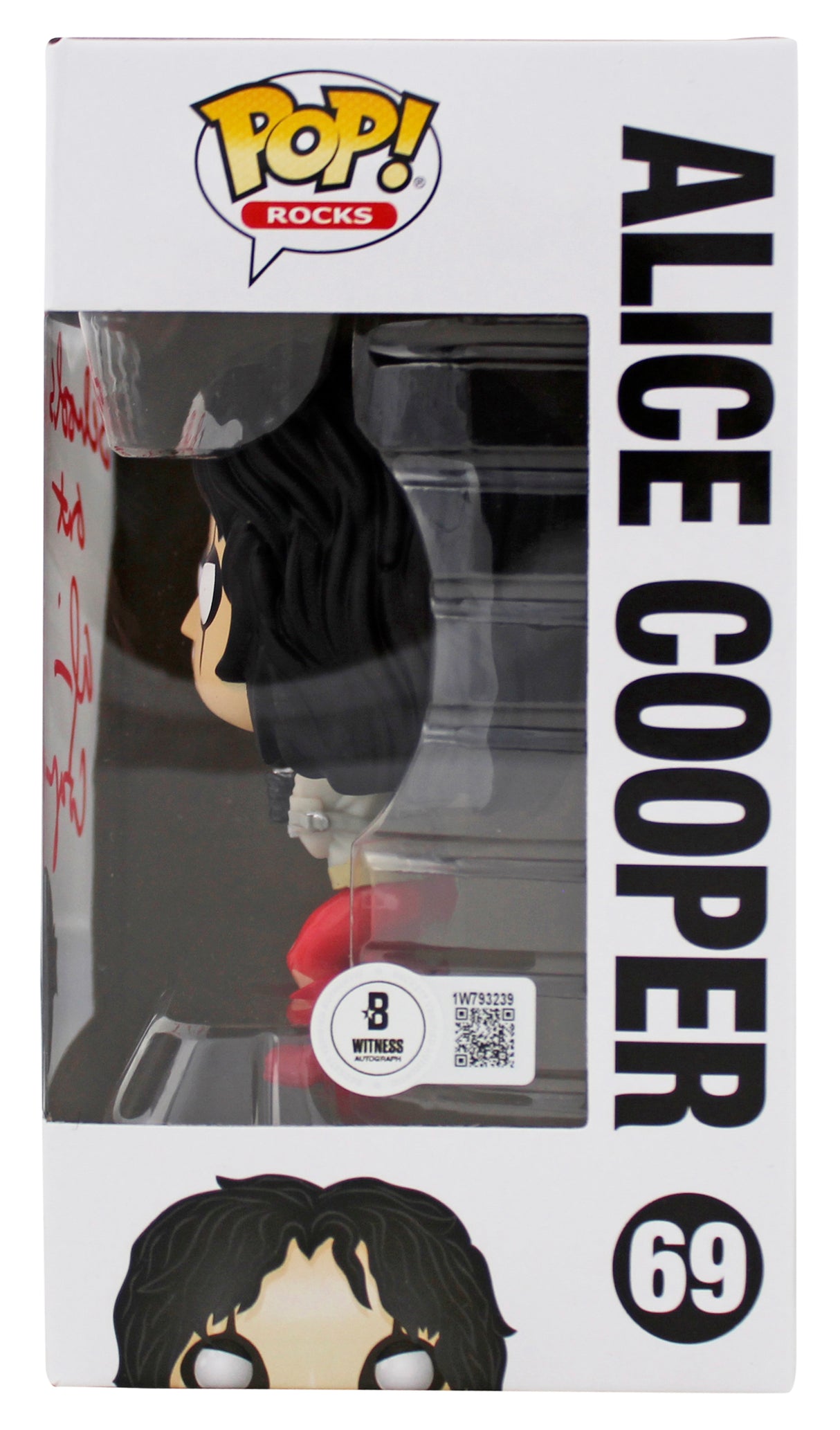 Alice Cooper "Schools Out" Signed Funko Pop Vinyl Figure #69 w/ Red Sig BAS Wit