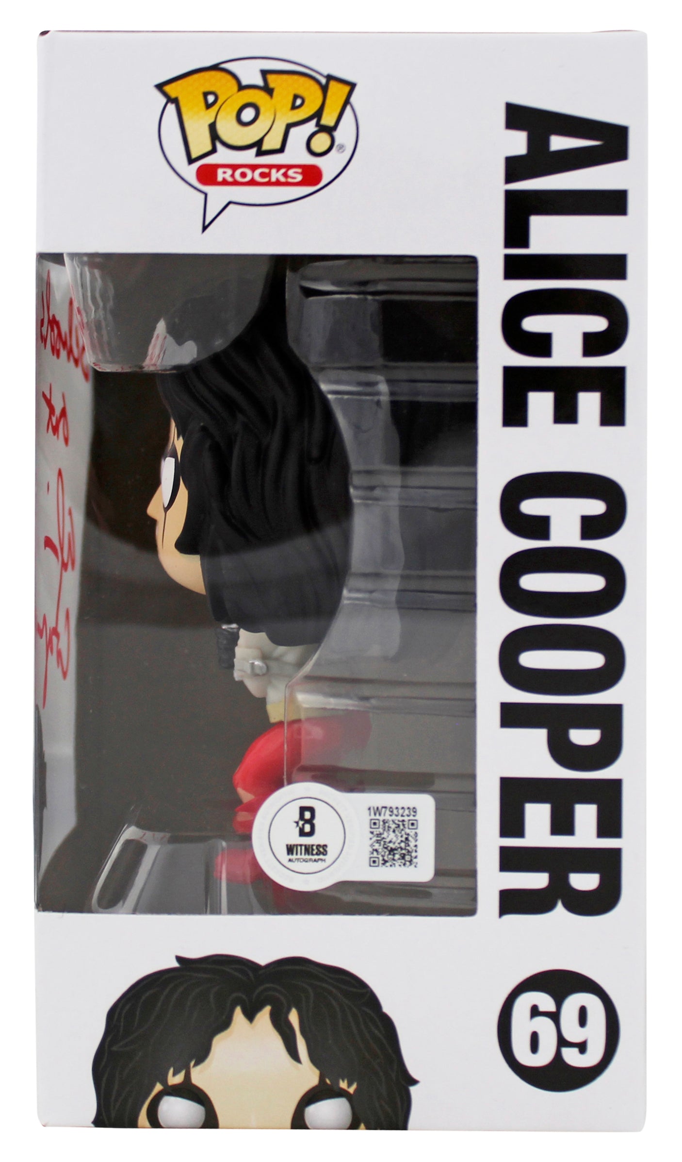 Alice Cooper "Schools Out" Signed Funko Pop Vinyl Figure #69 w/ Red Sig BAS Wit