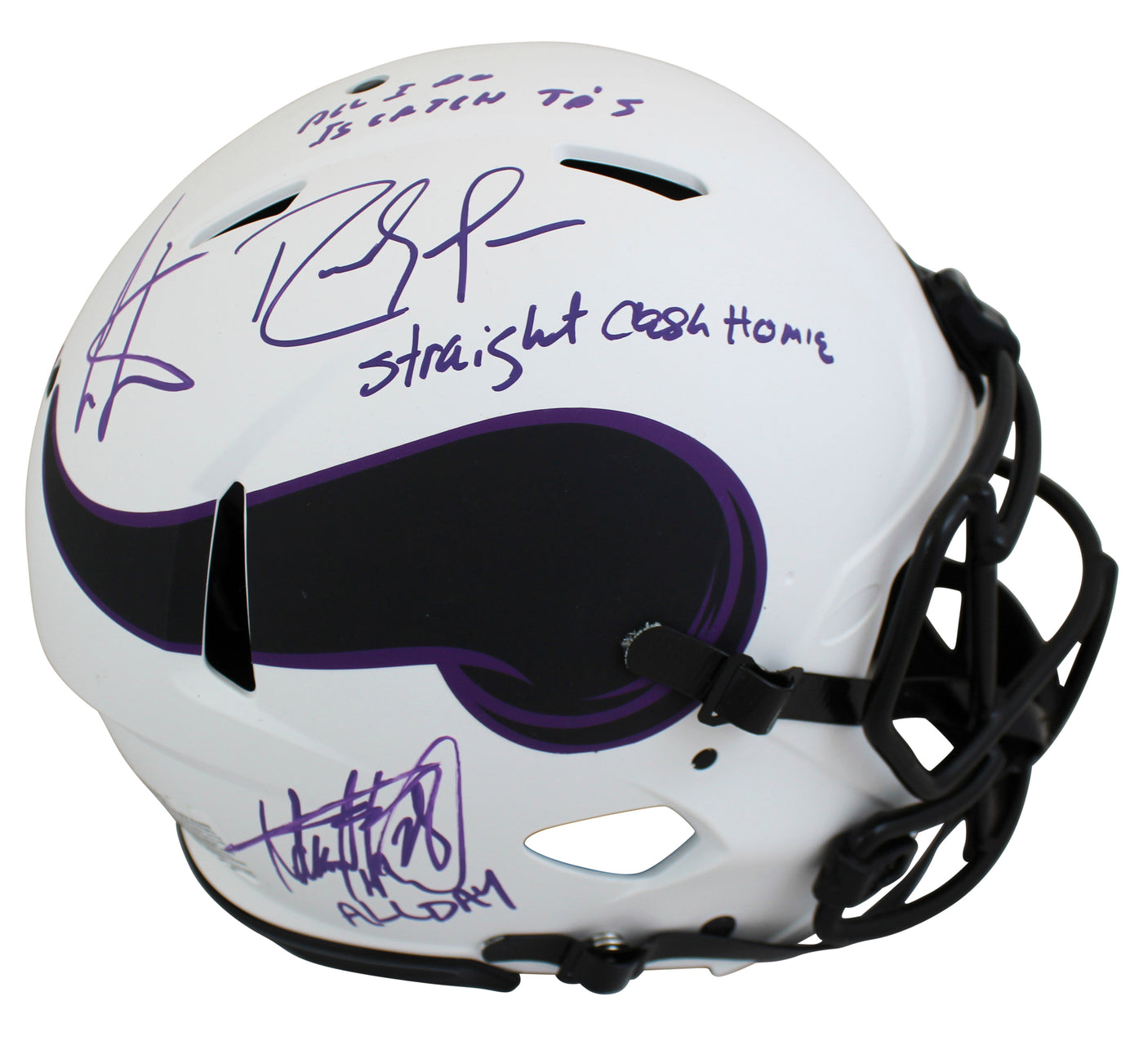 Vikings (3) Moss, Carter & Peterson Signed Lunar F/S Speed Proline Helmet BAS