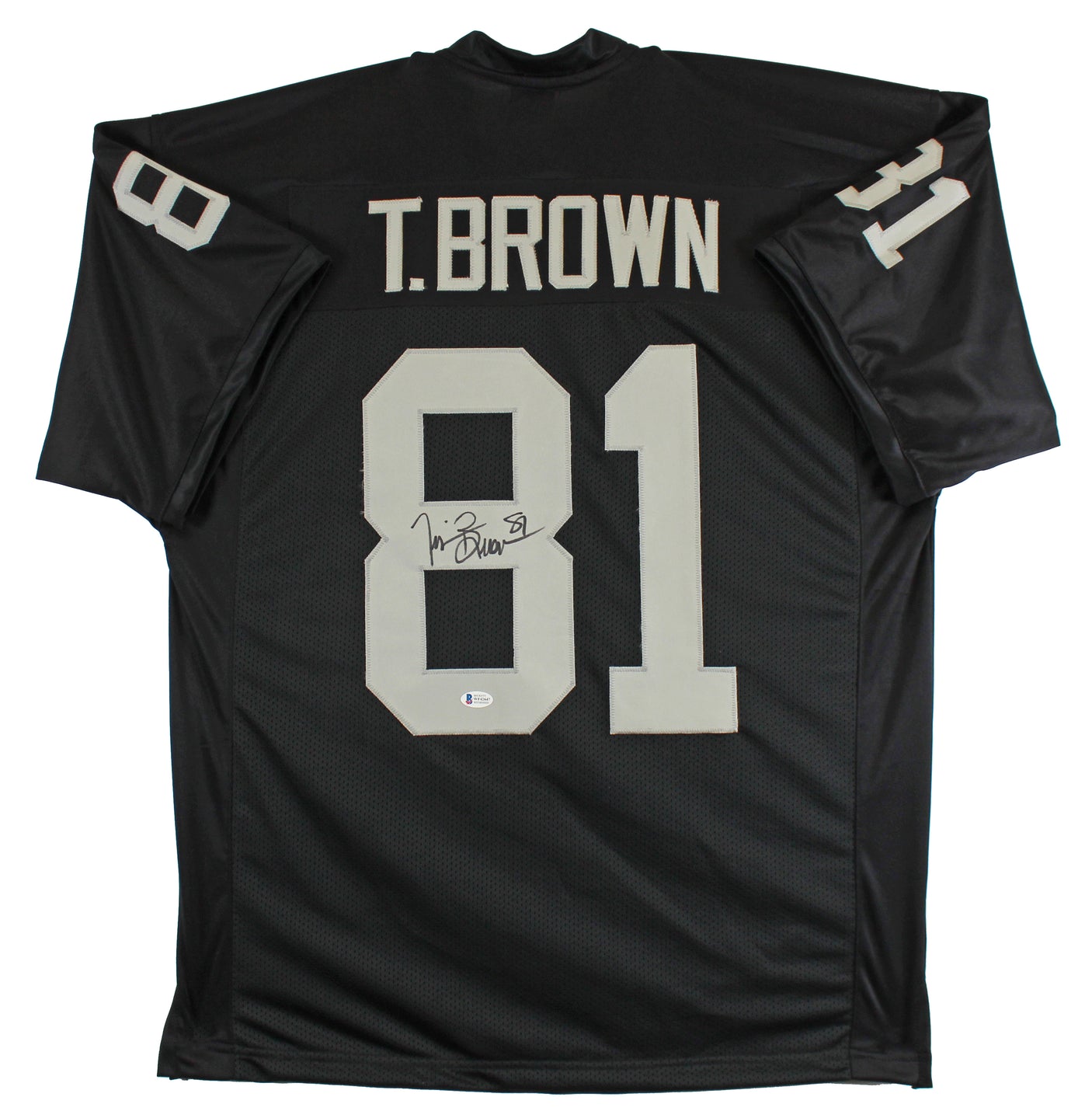 Tim Brown Authentic Signed Black Pro Style Jersey Autographed BAS Witnessed