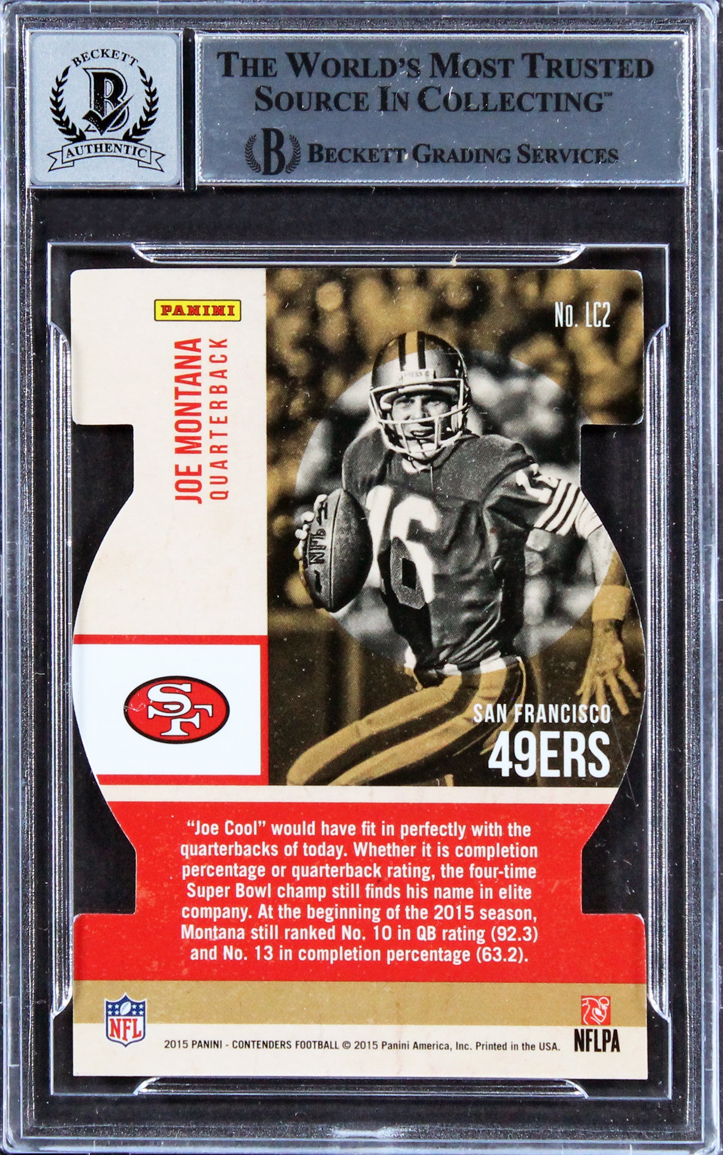 49ers Joe Montana Signed 2015 Panini Contenders #2 #3/10 Card Auto 10! BAS Slab