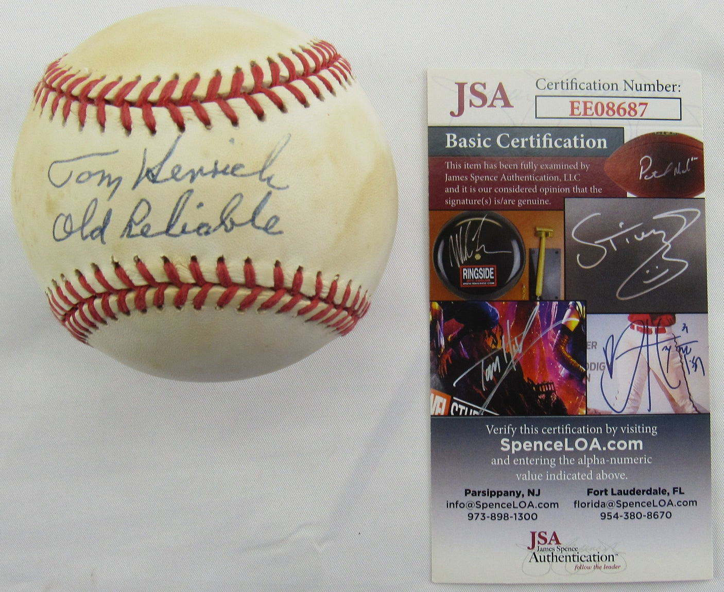 Tom Henrich Signed Auto Autograph Rawlings Baseball JSA EE08687