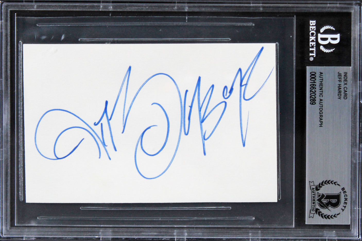 Jeff Hardy WWE Authentic Signed 3x5 Index Card Autographed BAS Slabbed