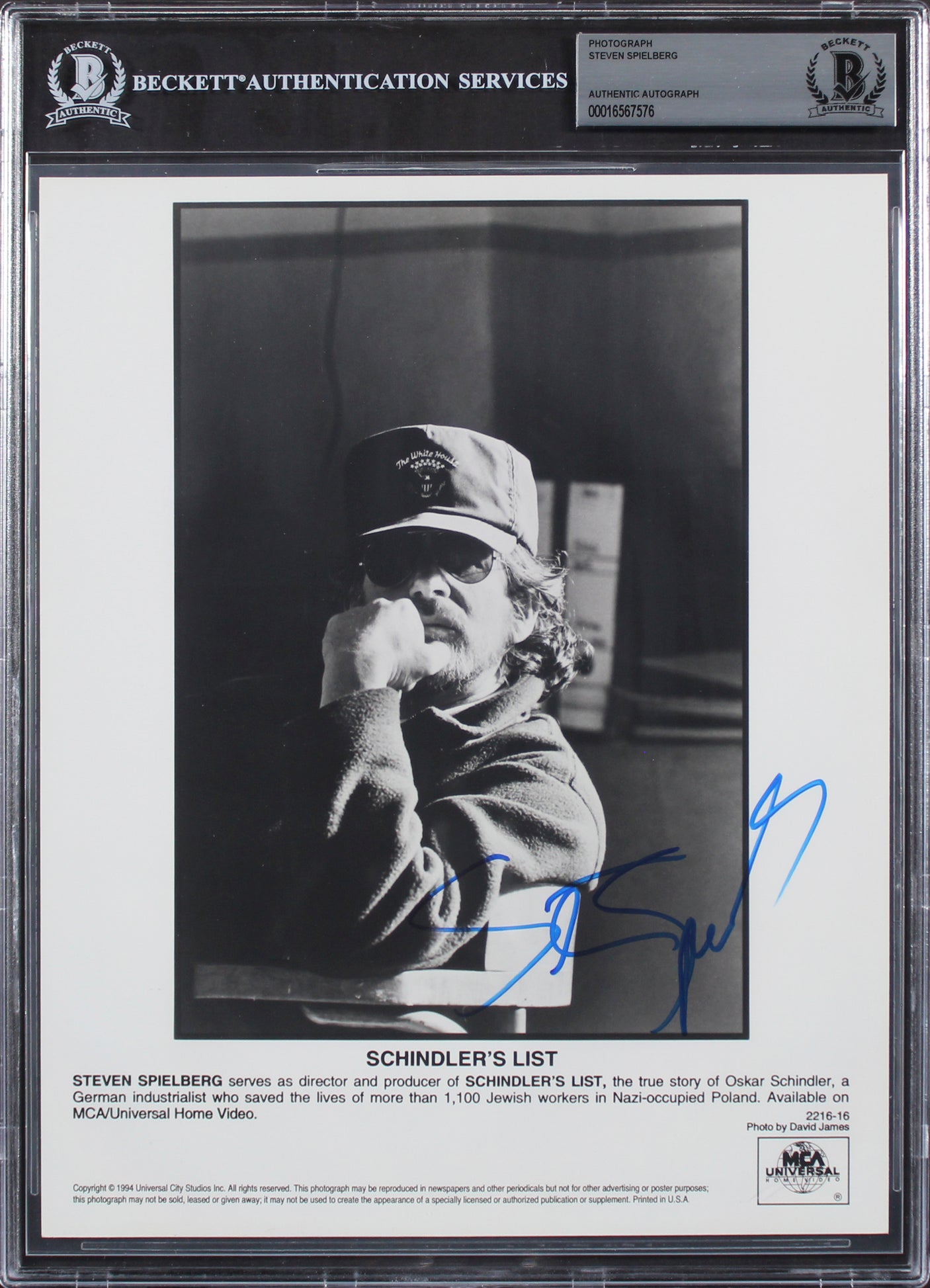 Stephen Spielberg Schindler's List Authentic Signed 8x10 Photo BAS Slabbed