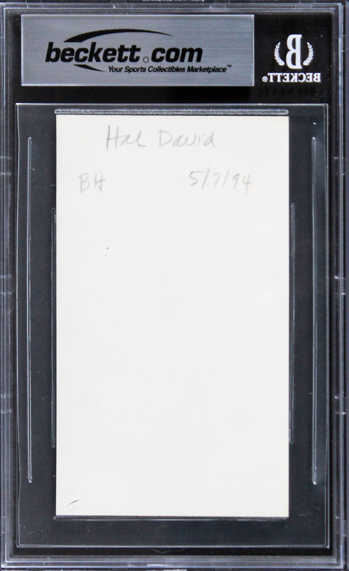 Hal David Musician Authentic Signed 3x5 Index Card Autographed BAS Slabbed 4