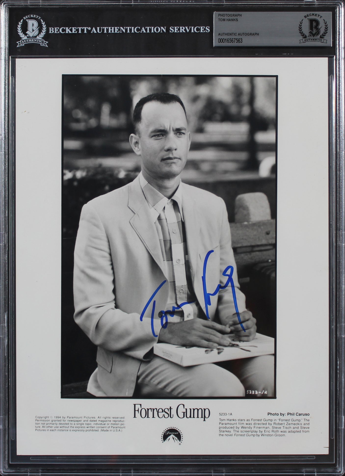 Tom Hanks Forrest Gump Authentic Signed 8x10 Photo Autographed BAS Slabbed