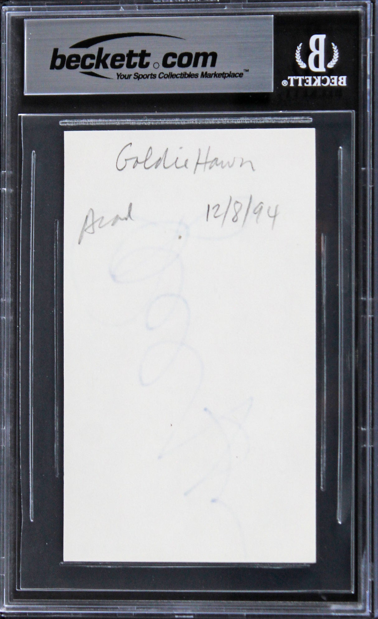 Goldie Hawn Overboard Authentic Signed 3x5 Index Card Autographed BAS Slabbed