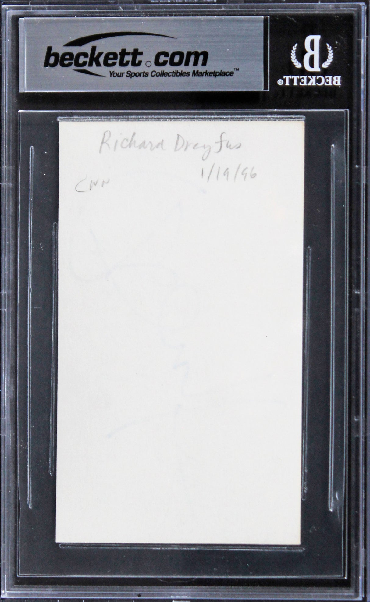 Richard Dreyfuss Jaws Authentic Signed 3x5 Index Card Autographed BAS Slabbed
