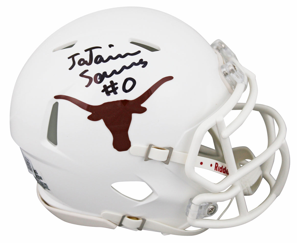Texas Ja'Tavion Sanders Authentic Signed Speed Mini Helmet W/ Case BAS Witnessed