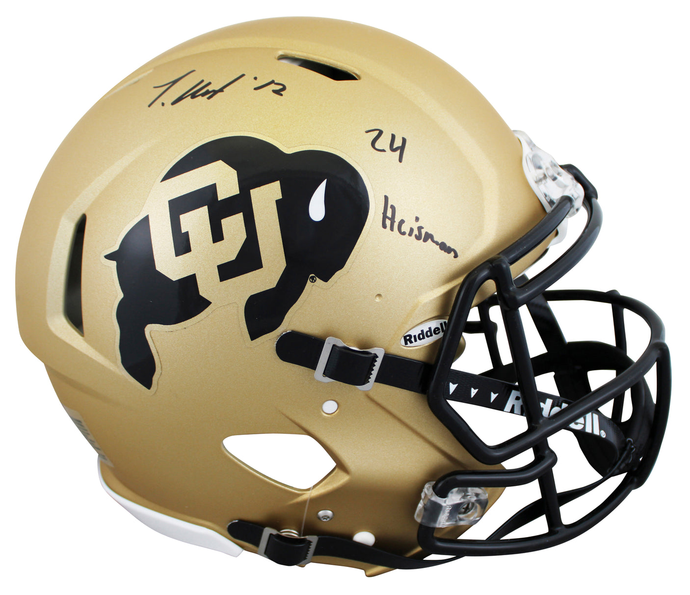 Colorado Travis Hunter "24 HT" Signed Full Size Speed Proline Helmet BAS Witness
