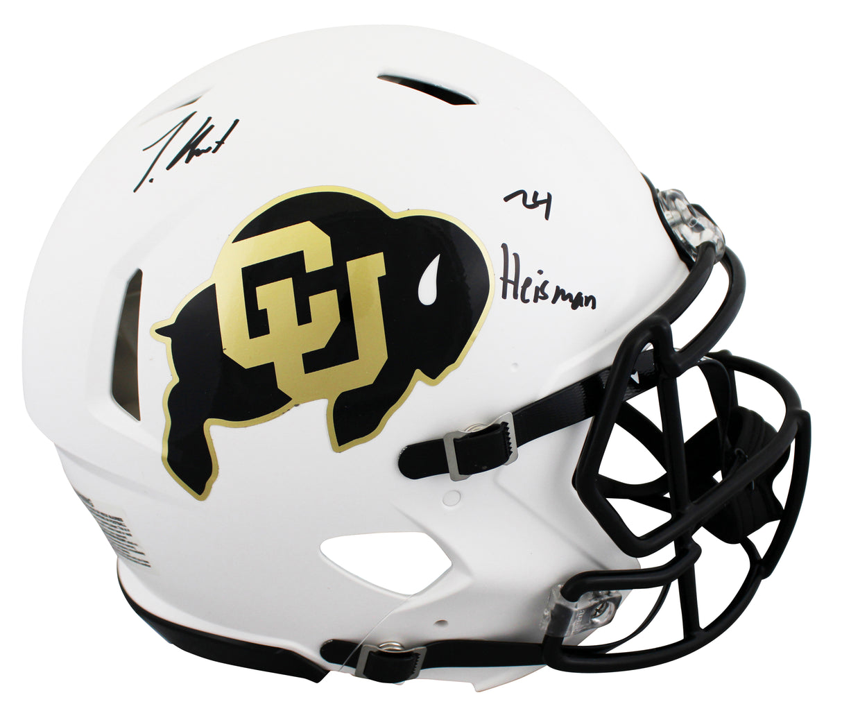 Colorado Travis Hunter "24 HT" Signed White Full Size Speed Proline Helmet BAS W