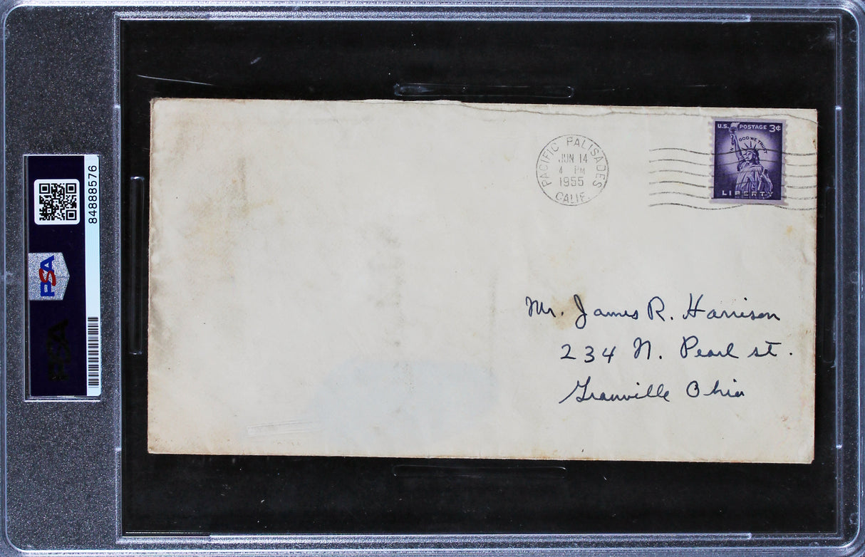 Ronald Reagan Authentic Signed 4x7.5 1955 Envelope Auto Graded 8 PSA Slabbed