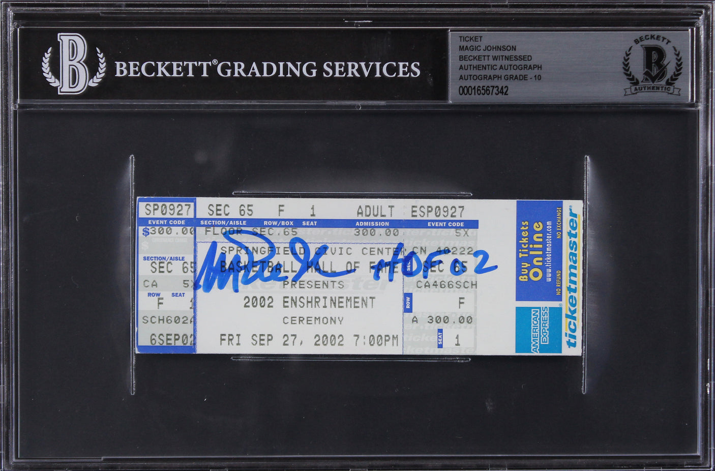 Magic Johnson HOF 02 Signed HOF Induction Ticket Stub Auto 10! BAS Slabbed 2