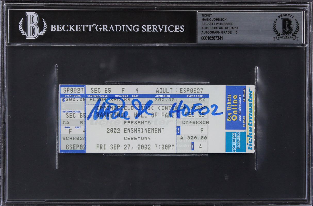 Magic Johnson HOF 02 Signed HOF Induction Ticket Stub Auto 10! BAS Slabbed 1