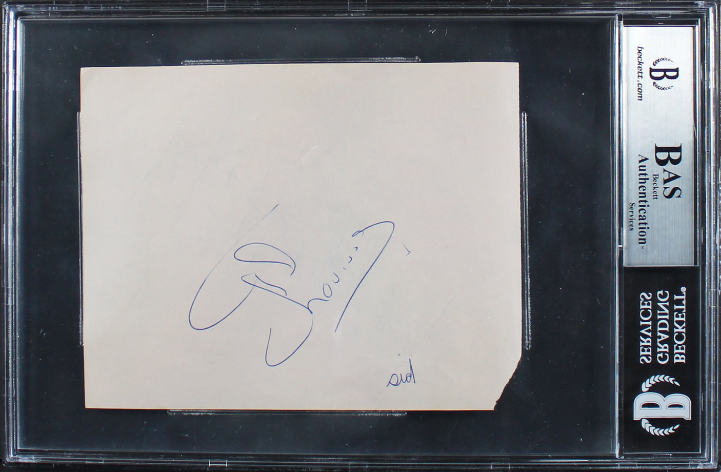 Hedda Hopper & CYD Charisse Authentic Signed 4.5x5.5 Cut Signature BAS Slabbed