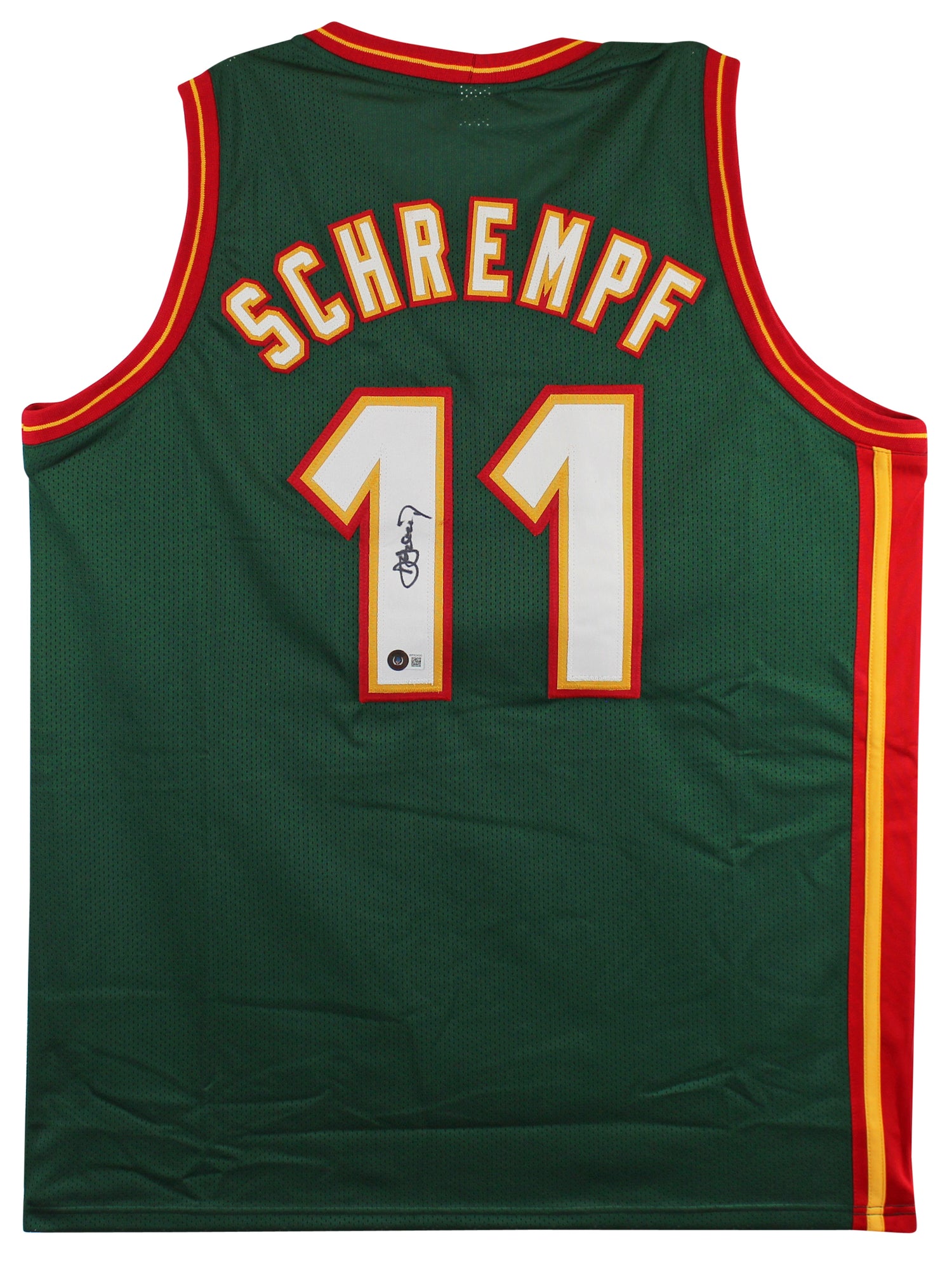Detlef Schrempf Authentic Signed Green Pro Style Jersey BAS Witnessed