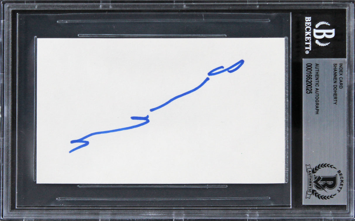 Shannen Doherty Beverly Hills, 90210 Signed 3x5 Index Card BAS Slabbed 2
