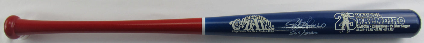 Rafael Palmeiro Signed Cooperstown LE Model Baseball Bat JSA Witness COA