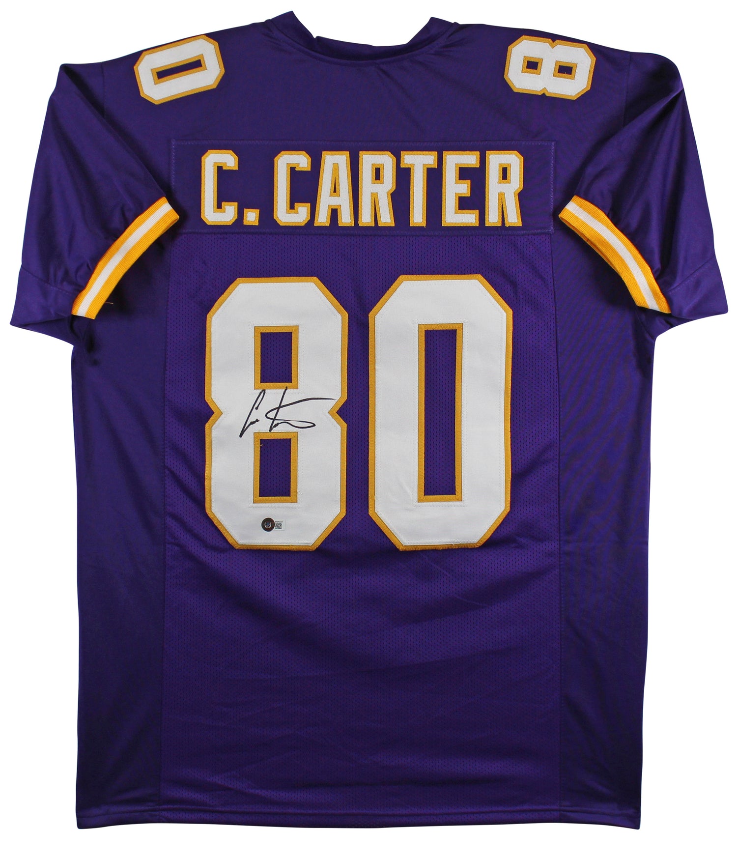 Cris Carter Authentic Signed Purple Pro Style Jersey Autographed BAS Witnessed