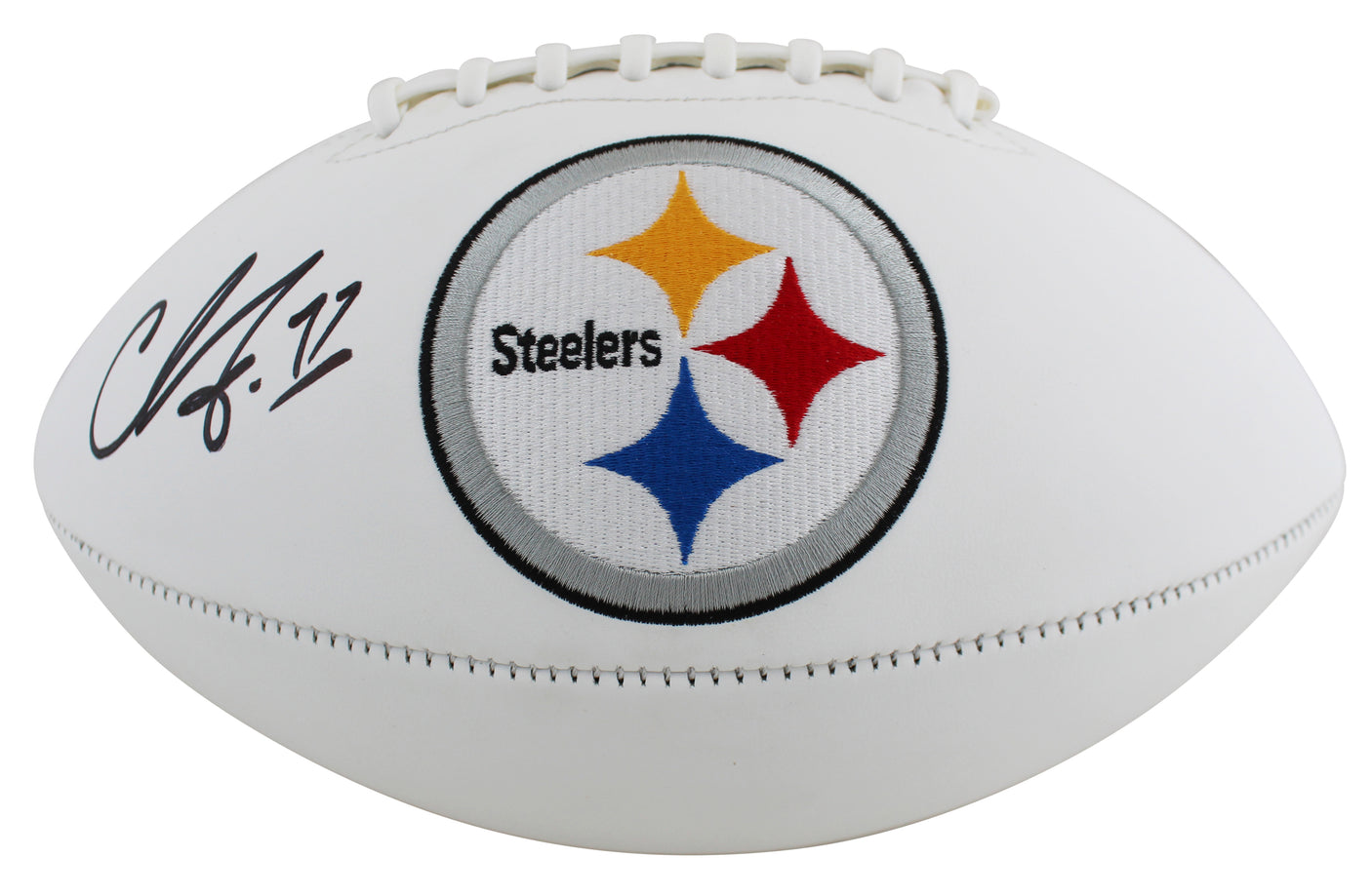 Steelers Chase Claypool Signed Rawlings White Panel Logo Football BAS Witnessed