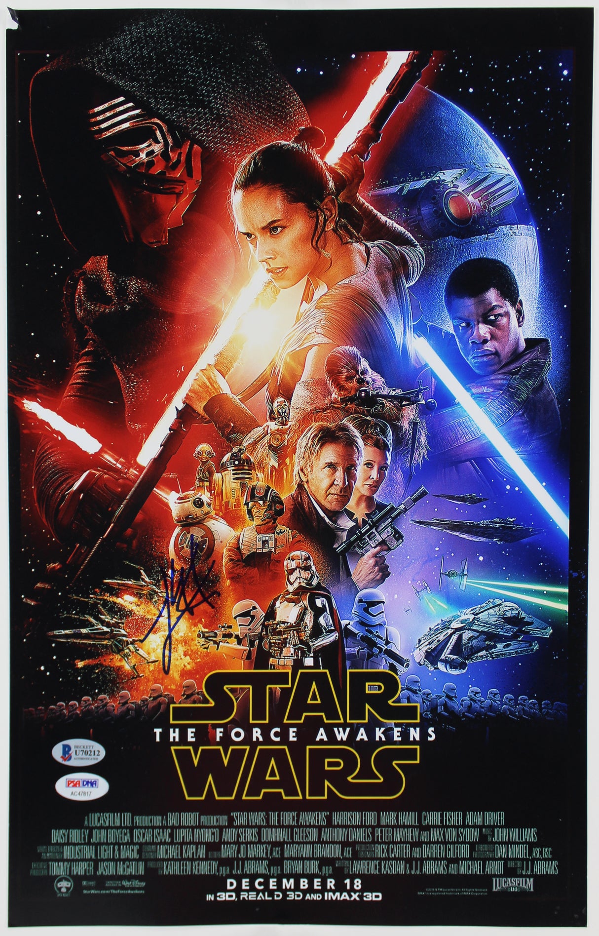 Lawrence Kasdan Star Wars The Force Awakens Signed 11x17 Photo BAS #U70212