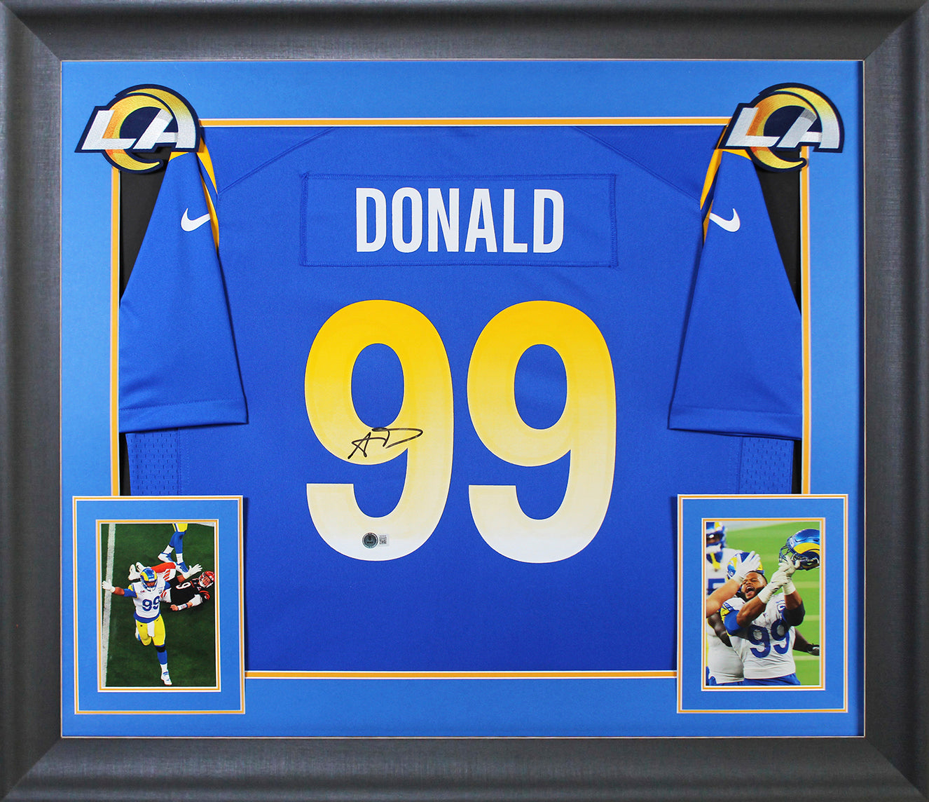 Rams Aaron Donald Authentic Signed Blue Nike Game Framed Jersey BAS Witnessed