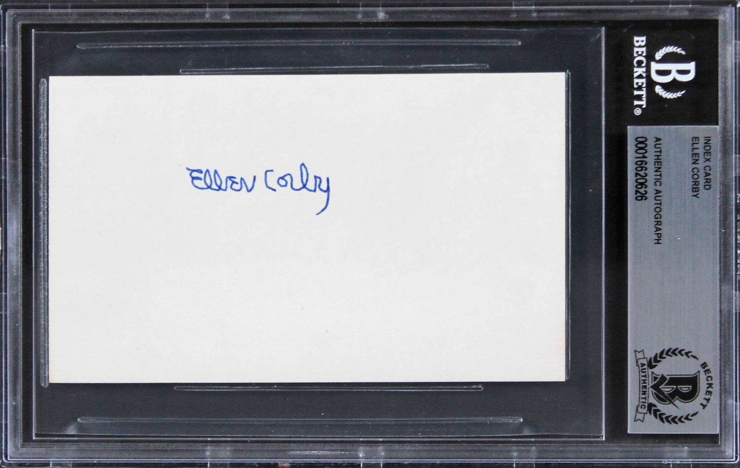 Ellen Corby The Waltons Authentic Signed 3x5 Index Card BAS Slabbed