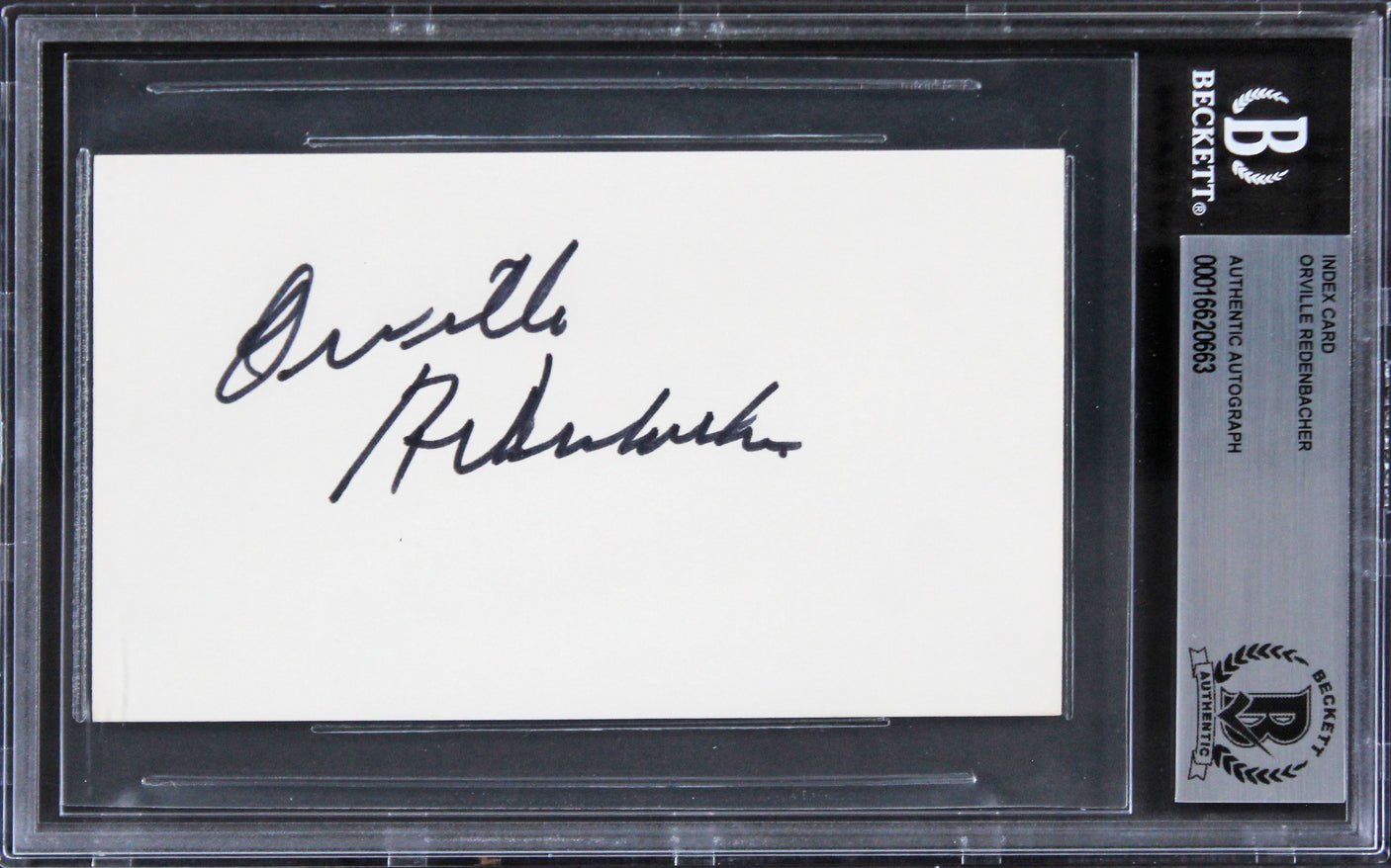 Orville Redenbacher Authentic Signed 3x5 Index Card Autographed BAS Slabbed