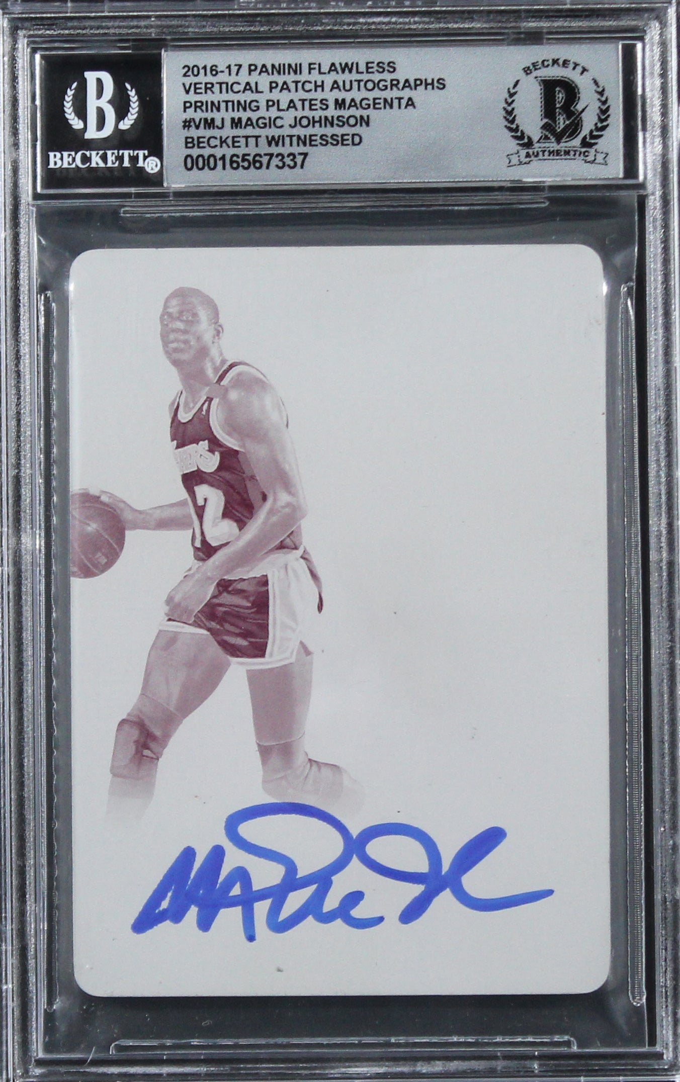 Lakers Magic Johnson Signed 2016 Panini Flawless #VMJ #1/1 Card Auto 10 BAS Slab