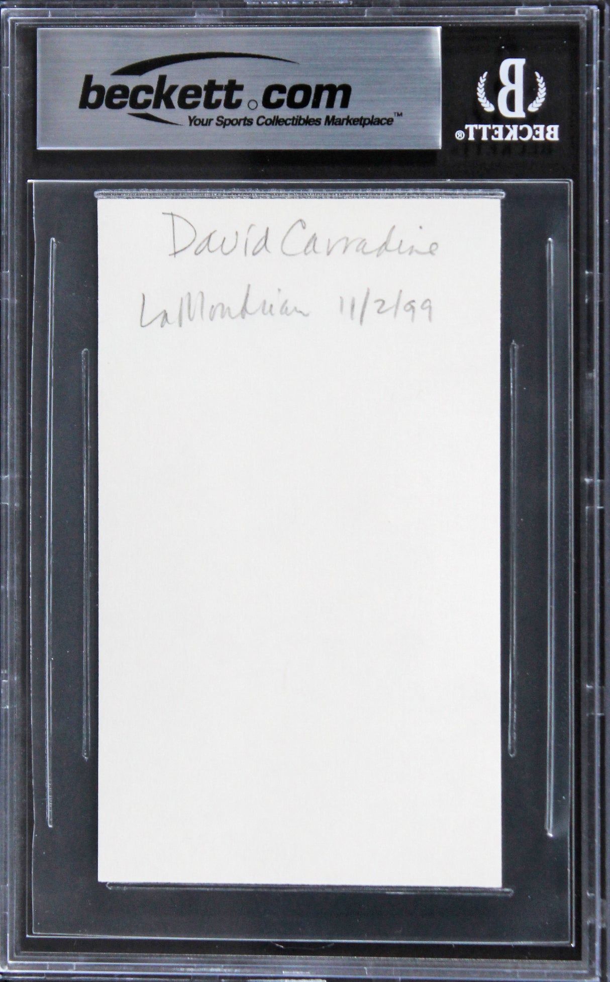 David Carradine Kill Bill Vol 2 Authentic Signed 3x5 Index Card BAS Slabbed 1