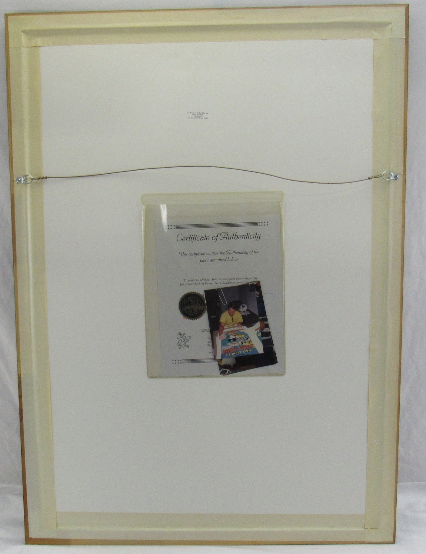 Brett Favre, Troy Aikman and Terry Bradshaw Multi Signed Mickey Mouse Poster Print JSA