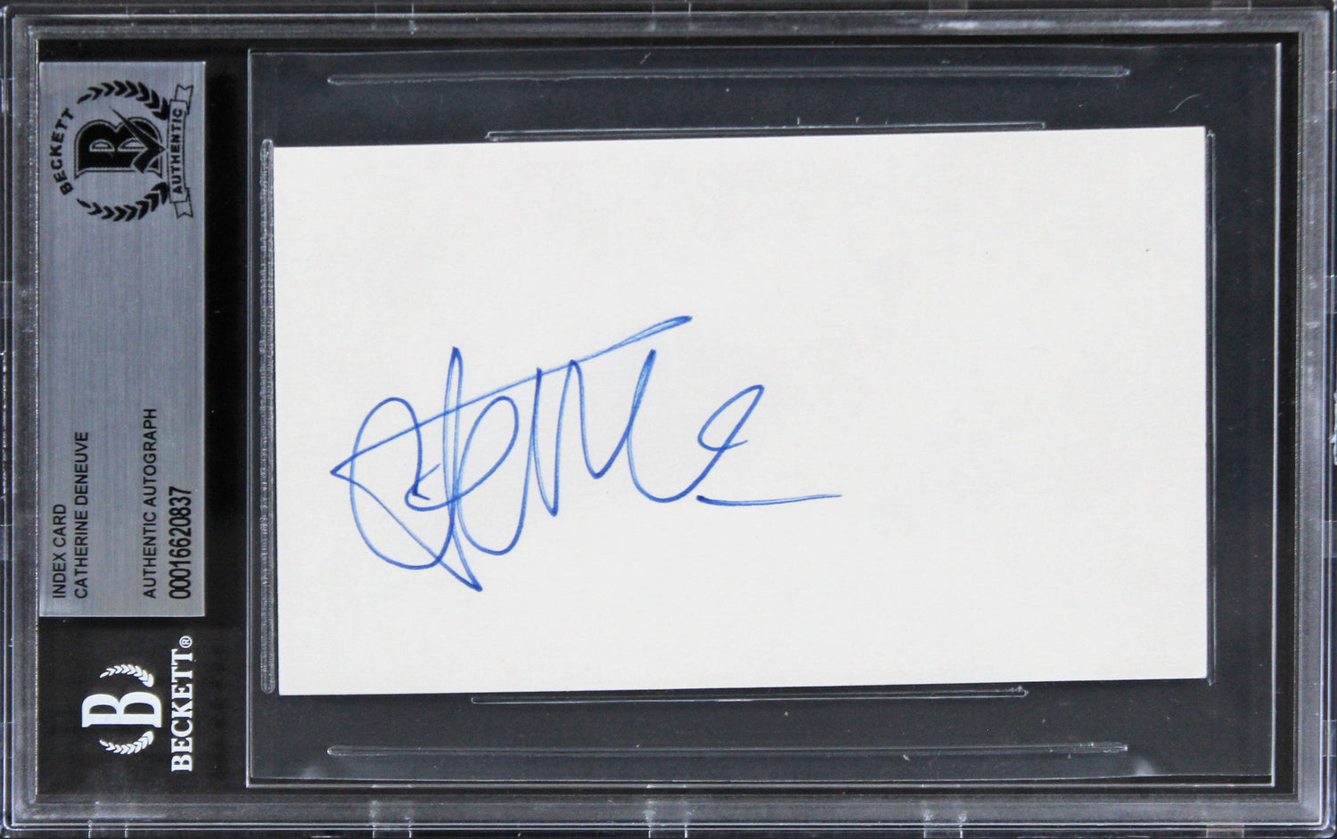 Catherine Deneuve Belle De Jour Authentic Signed 3x5 Index Card BAS Slabbed