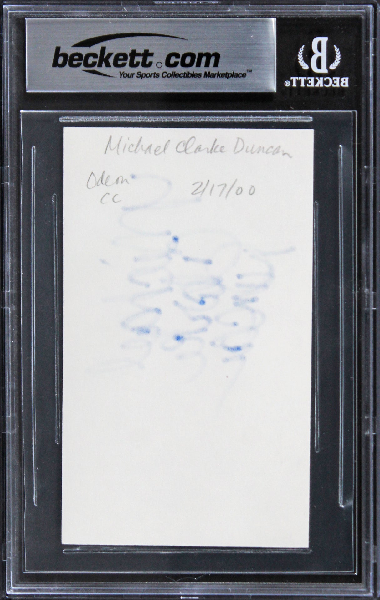 Michael Clarke Duncan The Green Mile Authentic Signed 3x5 Index Card BAS Slab 1