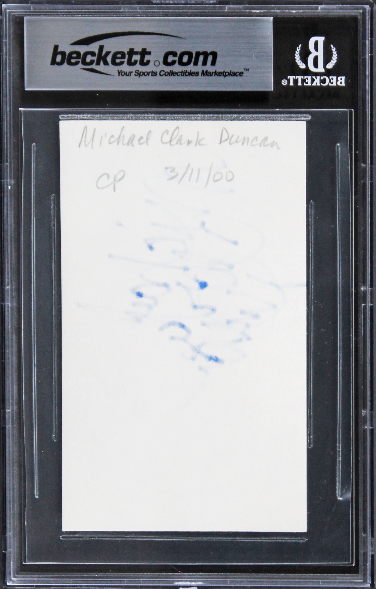 Michael Clarke Duncan The Green Mile Authentic Signed 3x5 Index Card BAS Slab 3