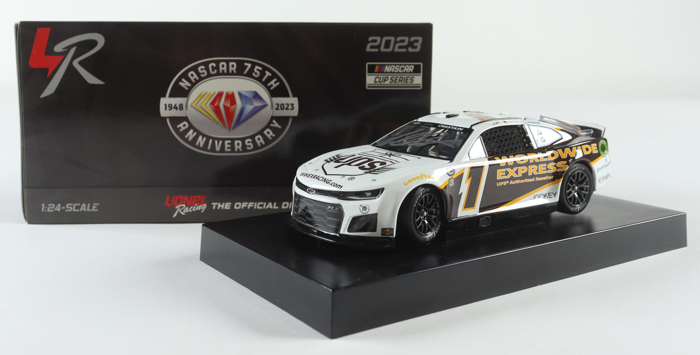 Ross Chastain Autographed 2023 UPS/Worldwide Express Throwback 1:24 Diecast Car - Limited Edition